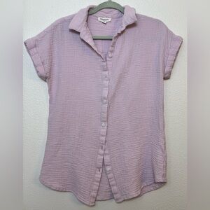 Beachlunchlounge Pink/lavender Hue Button-Up Top Small